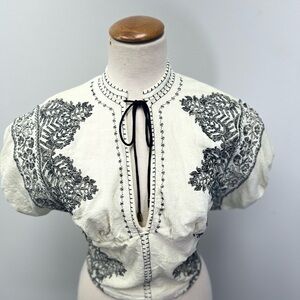 Off-white free people embroidered top bohemian detailing